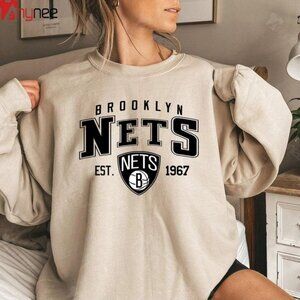 Vintage Brooklyn Nets NBA Sweatshirt, EST 1967 Logo Basketball Men Women Shirt